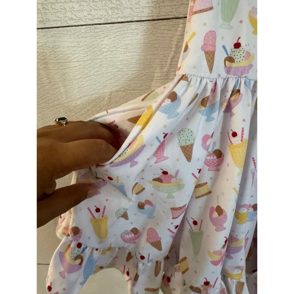 Little Stocking Co Girlhood Ice Cream Sundae Ruffle Pocket Twirl Dress Size 2